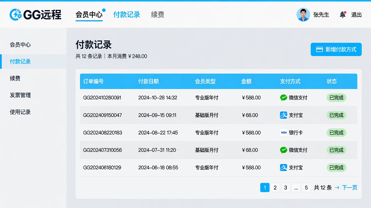 会员账单中心示意